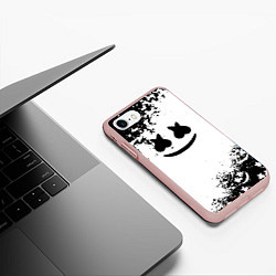 Чехол iPhone 7/8 матовый Marshmello dj краски, цвет: 3D-светло-розовый — фото 2