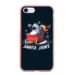 Чехол iPhone 7/8 матовый Santa Jaws, цвет: 3D-светло-розовый