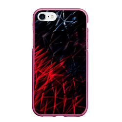Чехол iPhone 7/8 матовый Красно чёрные узоры, цвет: 3D-малиновый