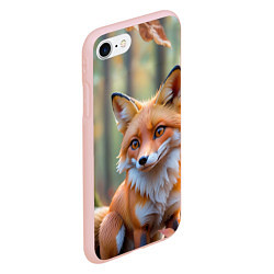Чехол iPhone 7/8 матовый Портрет лисы в осеннем лесу, цвет: 3D-светло-розовый — фото 2