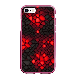 Чехол iPhone 7/8 матовый Красный трескающийся камень, цвет: 3D-малиновый