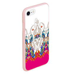 Чехол iPhone 7/8 матовый Цветочный сказочный узор, цвет: 3D-светло-розовый — фото 2
