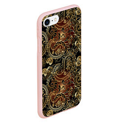 Чехол iPhone 7/8 матовый Золотые узоры пейсли, цвет: 3D-светло-розовый — фото 2