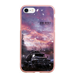 Чехол iPhone 7/8 матовый STALKER 2 зима в зоне, цвет: 3D-светло-розовый