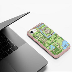 Чехол iPhone 7/8 матовый Zelda: карта, цвет: 3D-светло-розовый — фото 2
