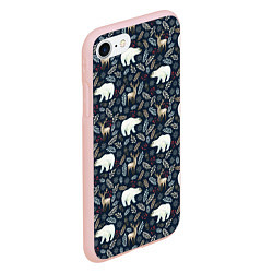 Чехол iPhone 7/8 матовый Акварельные медведи и олени, цвет: 3D-светло-розовый — фото 2