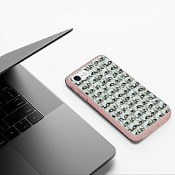Чехол iPhone 7/8 матовый Акварельные пингвины, цвет: 3D-светло-розовый — фото 2