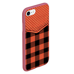 Чехол iPhone 7/8 матовый Стёжка: рыжая клетка, цвет: 3D-малиновый — фото 2