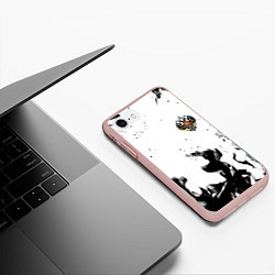 Чехол iPhone 7/8 матовый Герб РФ огненный стиль чернобелый, цвет: 3D-светло-розовый — фото 2