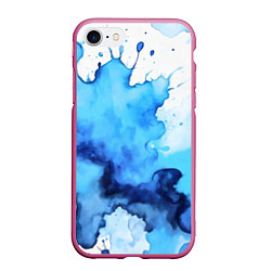 Чехол iPhone 7/8 матовый Синяя акварельная абстракция, цвет: 3D-малиновый