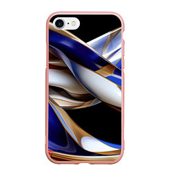 Чехол iPhone 7/8 матовый Синие и белые волны абстракт, цвет: 3D-светло-розовый