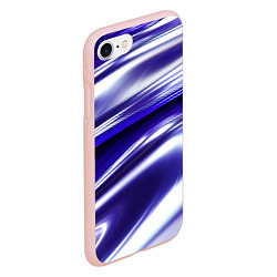 Чехол iPhone 7/8 матовый Белая синяя абстракция волнами, цвет: 3D-светло-розовый — фото 2