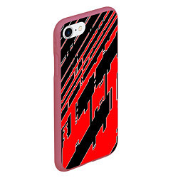 Чехол iPhone 7/8 матовый Киберпанк линии красные, цвет: 3D-малиновый — фото 2