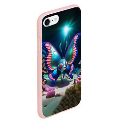 Чехол iPhone 7/8 матовый Рыба с крыльями бабочки, цвет: 3D-светло-розовый — фото 2