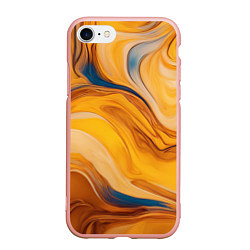 Чехол iPhone 7/8 матовый Жидкая золотая текстура - нейросеть, цвет: 3D-светло-розовый
