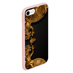 Чехол iPhone 7/8 матовый Золотые объемные узоры, цвет: 3D-светло-розовый — фото 2