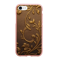 Чехол iPhone 7/8 матовый Золотые объемные узоры абстракт, цвет: 3D-светло-розовый