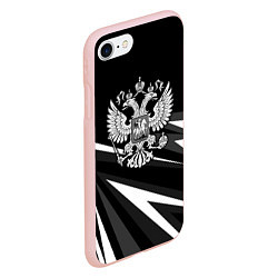 Чехол iPhone 7/8 матовый Герб РФ - white and black geometry, цвет: 3D-светло-розовый — фото 2