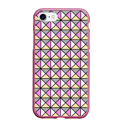 Чехол iPhone 7/8 матовый Геометрический треугольники бело-серо-розовый, цвет: 3D-малиновый
