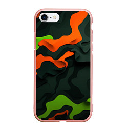 Чехол iPhone 7/8 матовый Зеленые и оранжевые кляксы