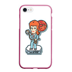 Чехол iPhone 7/8 матовый David Bowie - Life on Mars, цвет: 3D-малиновый