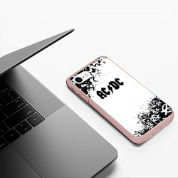 Чехол iPhone 7/8 матовый AC DC anarchy rock, цвет: 3D-светло-розовый — фото 2