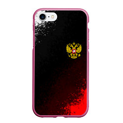 Чехол iPhone 7/8 матовый Герб РФ краски империи, цвет: 3D-малиновый