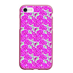 Чехол iPhone 7/8 матовый Розовая гжель, цвет: 3D-малиновый