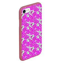 Чехол iPhone 7/8 матовый Розовая гжель, цвет: 3D-малиновый — фото 2
