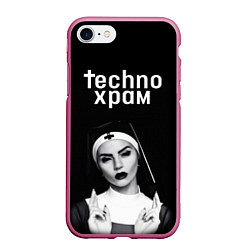 Чехол iPhone 7/8 матовый Techno храм монашка демон, цвет: 3D-малиновый