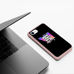 Чехол iPhone 7/8 матовый Gta 6 vice city logo, цвет: 3D-светло-розовый — фото 2