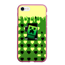 Чехол iPhone 7/8 матовый Minecraft love toxic, цвет: 3D-малиновый