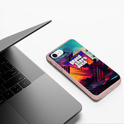 Чехол iPhone 7/8 матовый GTA 6 abstract logo, цвет: 3D-светло-розовый — фото 2