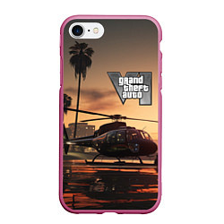 Чехол iPhone 7/8 матовый GTA 6 вертолет, цвет: 3D-малиновый