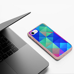 Чехол iPhone 7/8 матовый Разноцветные фигуры, цвет: 3D-светло-розовый — фото 2