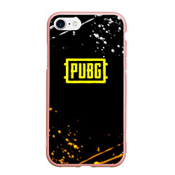 Чехол iPhone 7/8 матовый PUBG краски поля боя, цвет: 3D-светло-розовый