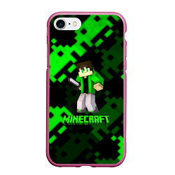 Чехол iPhone 7/8 матовый Minecraft персонаж из игры, цвет: 3D-малиновый