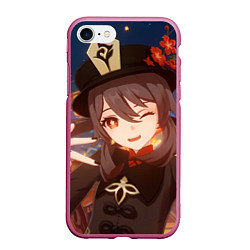 Чехол iPhone 7/8 матовый Genshin Impact Hu Tao smile, цвет: 3D-малиновый