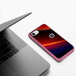 Чехол iPhone 7/8 матовый Volvo neon gradient auto, цвет: 3D-малиновый — фото 2