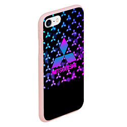 Чехол iPhone 7/8 матовый Митсубиси неоновый градиент значки, цвет: 3D-светло-розовый — фото 2