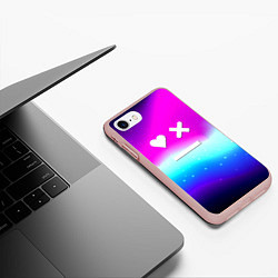 Чехол iPhone 7/8 матовый Love death robots neon gradient serial, цвет: 3D-светло-розовый — фото 2