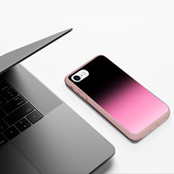 Чехол iPhone 7/8 матовый Черно-розовый градиент, цвет: 3D-светло-розовый — фото 2