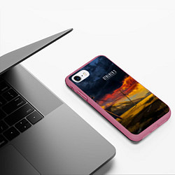 Чехол iPhone 7/8 матовый STALKER 2 осеняя дорога, цвет: 3D-малиновый — фото 2