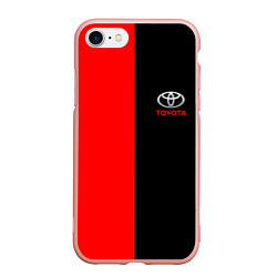 Чехол iPhone 7/8 матовый Toyota car красно чёрный, цвет: 3D-светло-розовый
