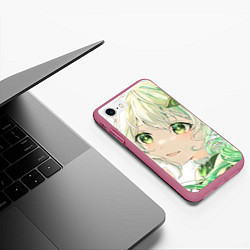 Чехол iPhone 7/8 матовый Genshin Impact Nahida smile, цвет: 3D-малиновый — фото 2