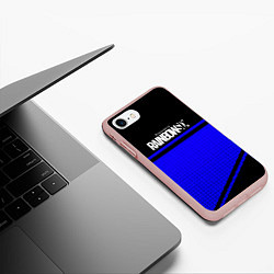 Чехол iPhone 7/8 матовый Tom Clancys rainbow six geometry, цвет: 3D-светло-розовый — фото 2