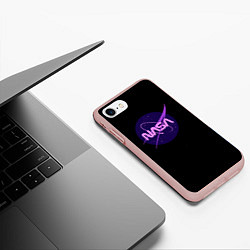 Чехол iPhone 7/8 матовый NASA neon space, цвет: 3D-светло-розовый — фото 2