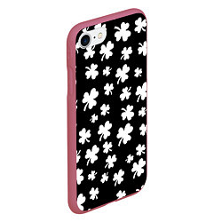 Чехол iPhone 7/8 матовый Black clover pattern anime, цвет: 3D-малиновый — фото 2