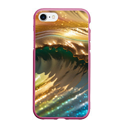 Чехол iPhone 7/8 матовый Перламутровые блестящие волны радужных цветов, цвет: 3D-малиновый