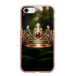 Чехол iPhone 7/8 матовый Королевская корона узорная, цвет: 3D-светло-розовый